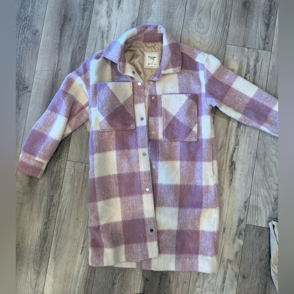 Abercrombie & Fitch plaid jacket long lavenderer purple